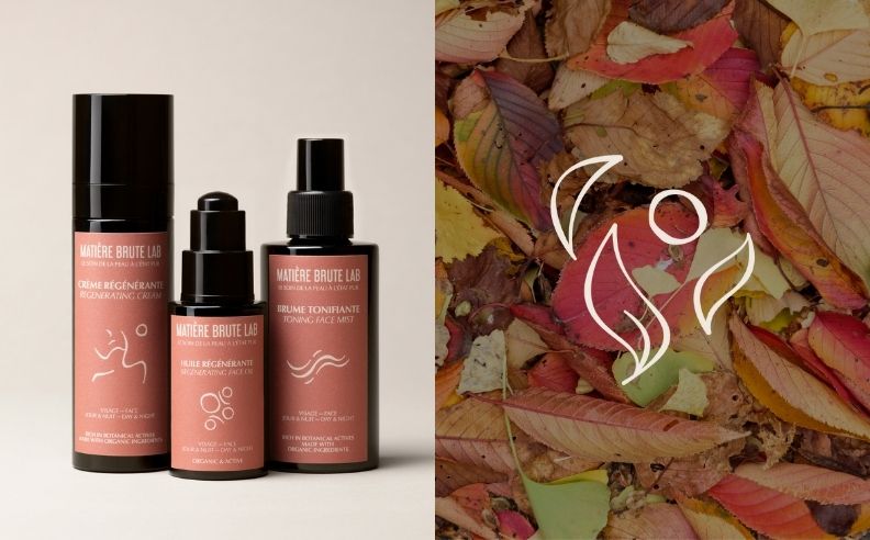 Diptyque des essentiels régénération et le pictogramme automne
