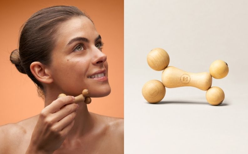 Un diptyque du boulado visage et une personne qui l'utilise