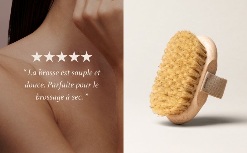 Un diptyque de la brosse corps et d'un avis