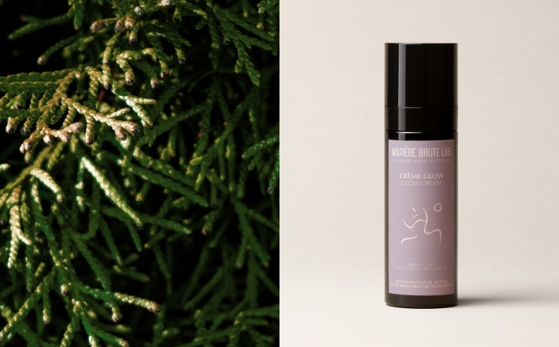 Un diptyque de la crème glow et de feuilles de cyprès