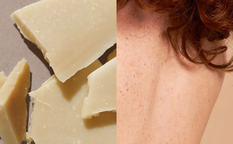Diptyque du savon doux et de la peau d'une femme